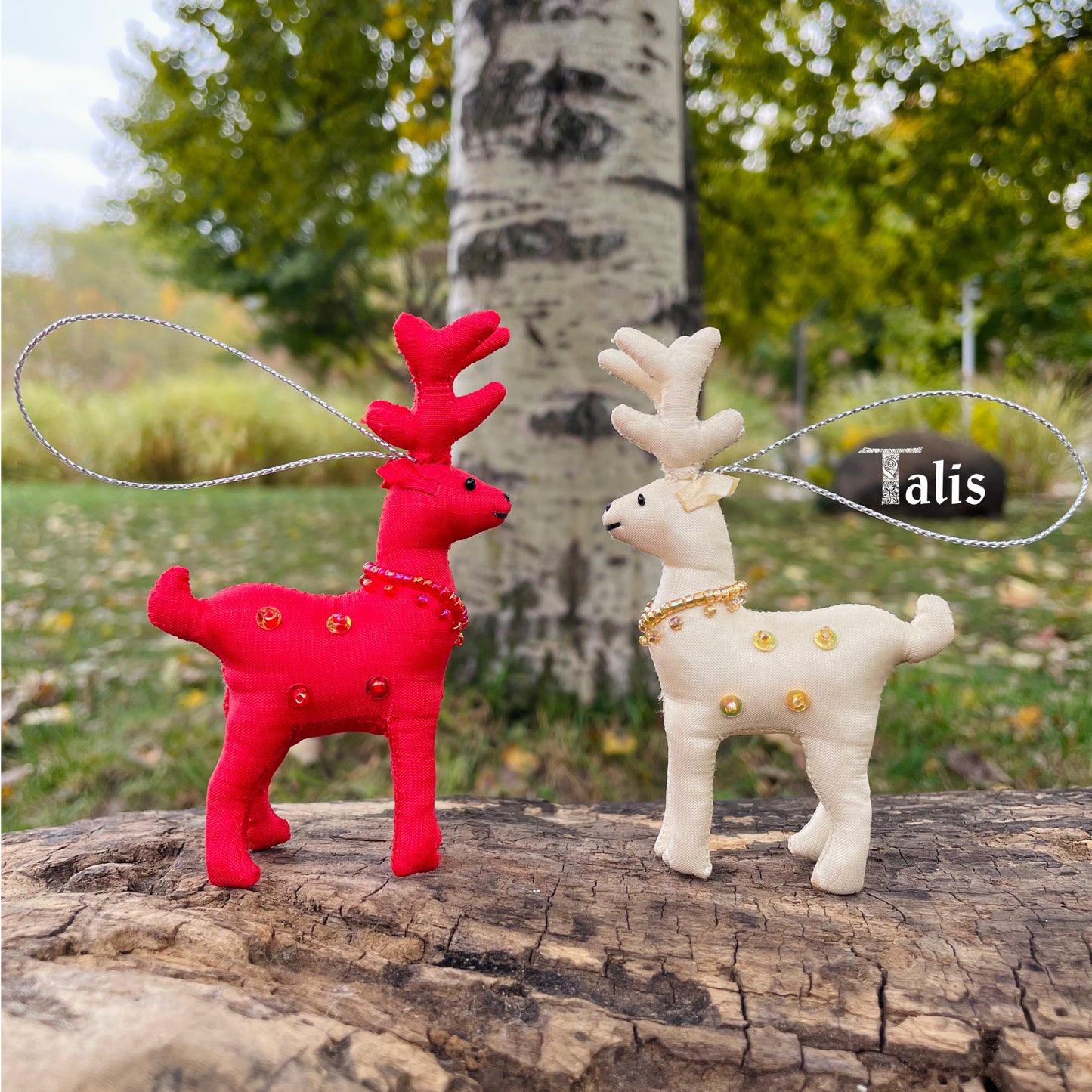 Silk Reindeer Ornaments